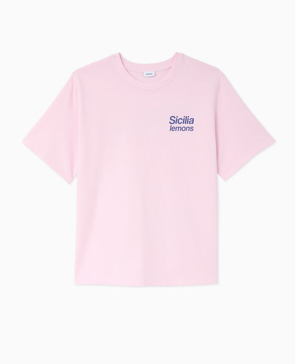 T-shirt oversize avec print poitrine et dos rose clair - Pimkie