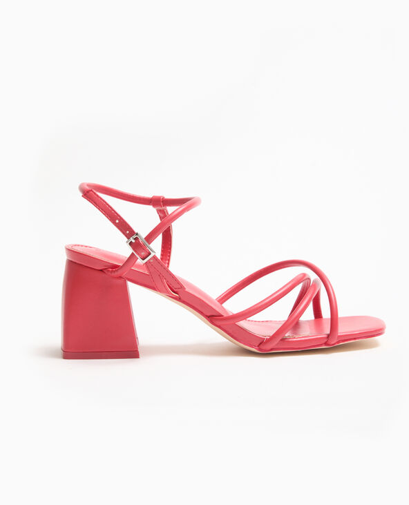 Sandales à talons avec brides rouge - Pimkie