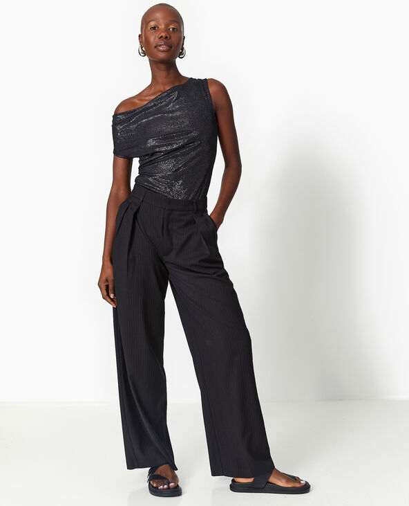 Top col bénitier avec lurex noir - Pimkie