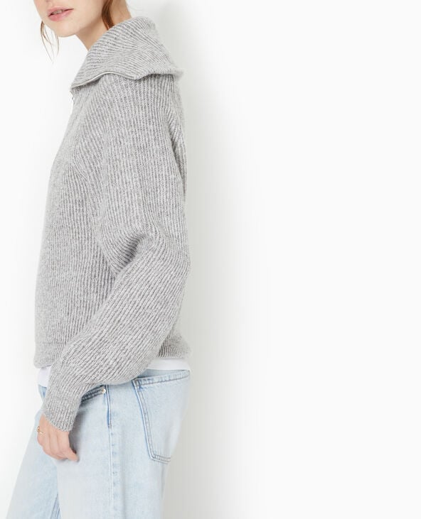 Pull avec grand col camionneur gris chiné - Pimkie