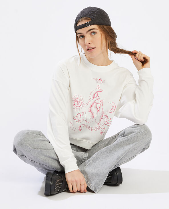 Sweat col rond blanc - Pimkie