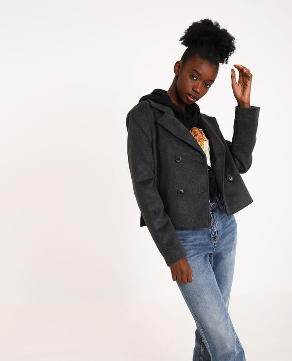 Manteau court gris chiné - Pimkie