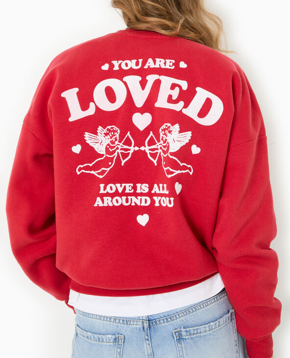 Sweat oversize avec print poitrine et dos  rouge - Pimkie