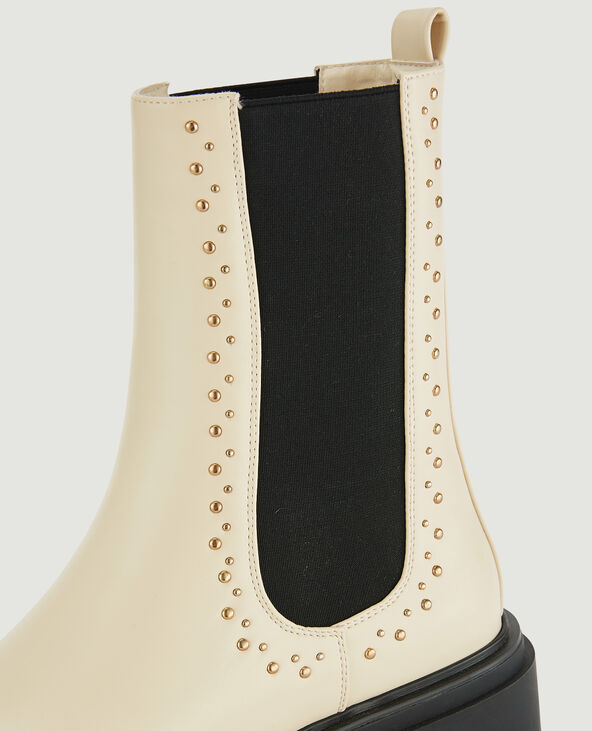 Boots chelsea clous dorés blanc - Pimkie