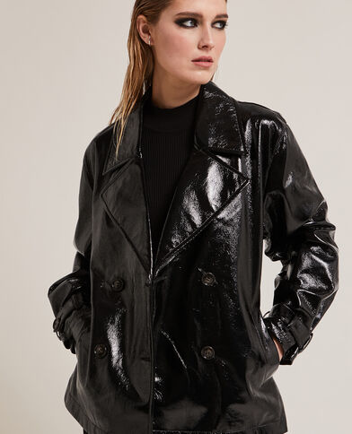 Trench court en vinyle noir - Pimkie