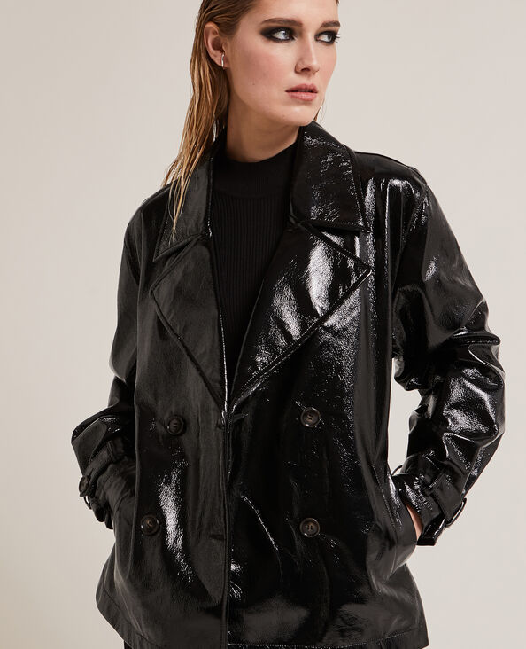 Trench court en vinyle noir - Pimkie