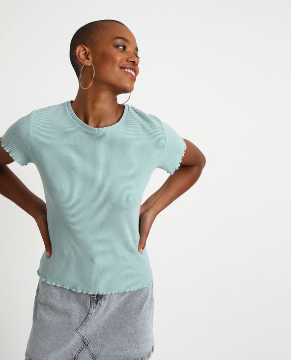 T-shirt texturé vert de gris - Pimkie