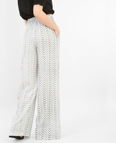 Pantalon fluide imprimé blanc - Pimkie