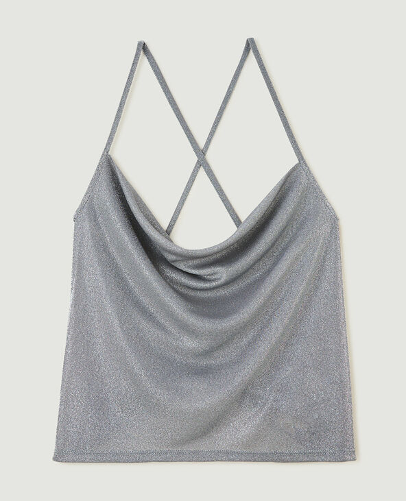 Top col bénitier avec lurex gris clair - Pimkie