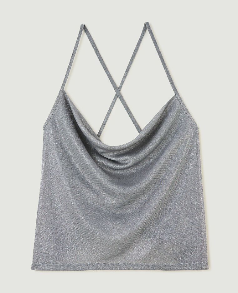 Top col bénitier avec lurex gris clair - Pimkie