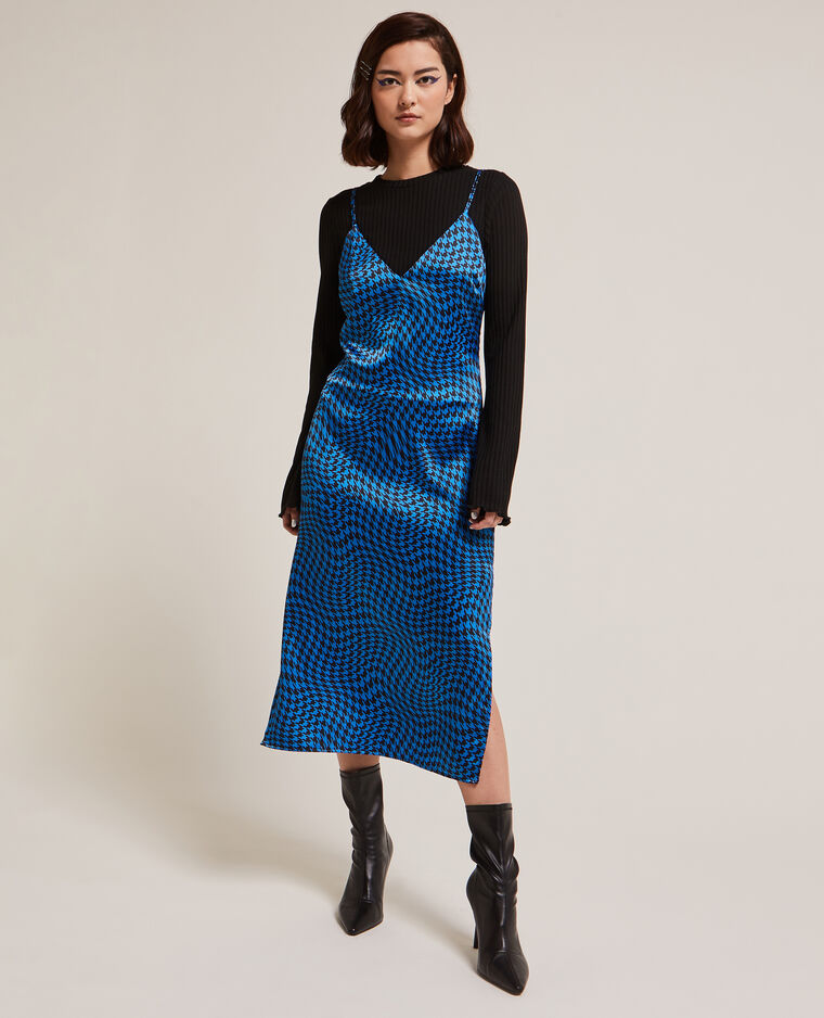 Robe midi tissu satiné bleu - Pimkie