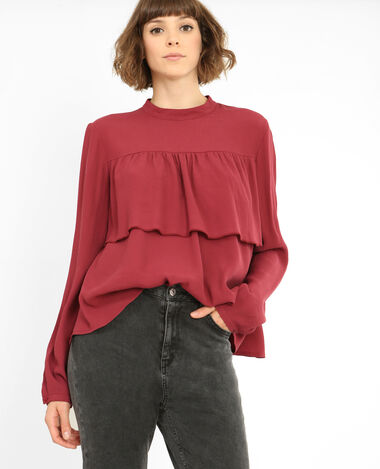 Blouse volantée bordeaux - Pimkie