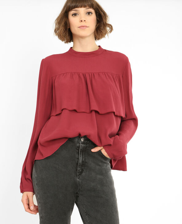Blouse volantée bordeaux - Pimkie