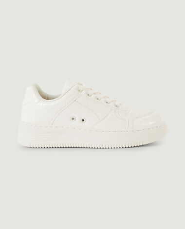 Sneakers en simili effet croco verni rose clair - Pimkie