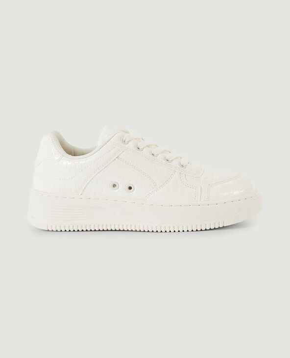 Sneakers en simili effet croco verni rose clair - Pimkie