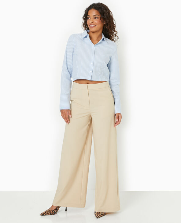 Pantalon large et droit taille regular beige - Pimkie