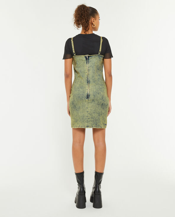 Robe courte en jean avec laçage bleu - Pimkie