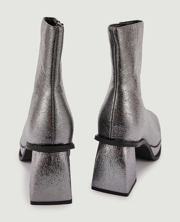 Boots plateformes en tissu argenté - Pimkie
