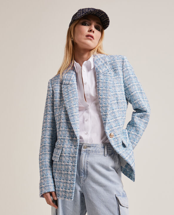 Veste blazer en tweed bleu - Pimkie