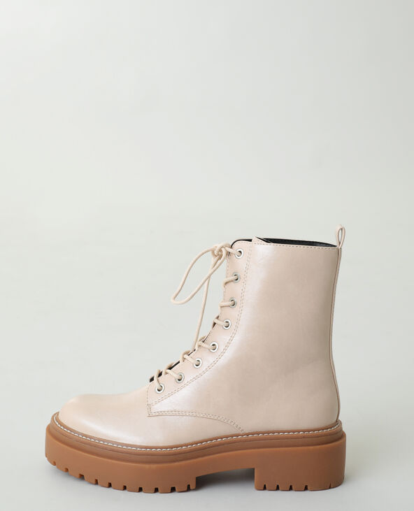 Boots rock simili cuir beige - Pimkie