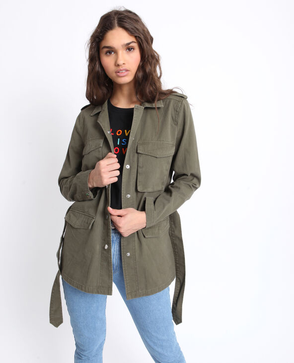 Veste army à ceinture vert kaki - Pimkie