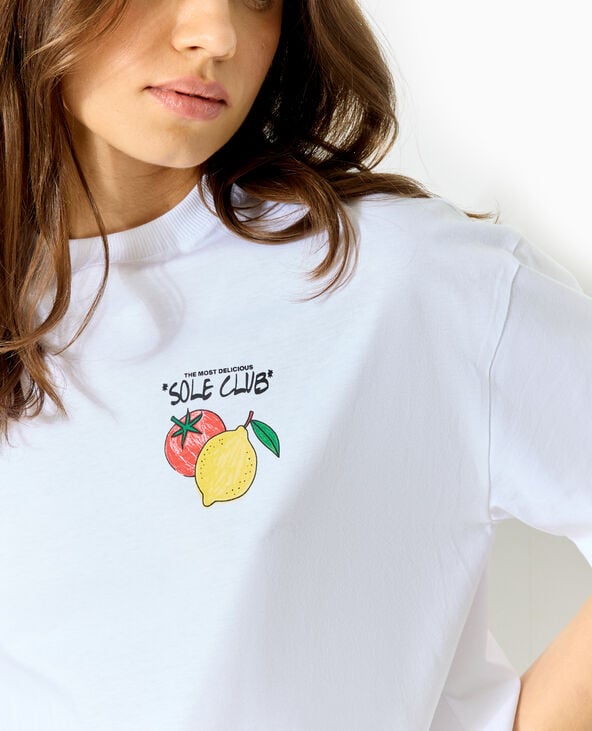 T-shirt oversize avec print poitrine et dos blanc - Pimkie