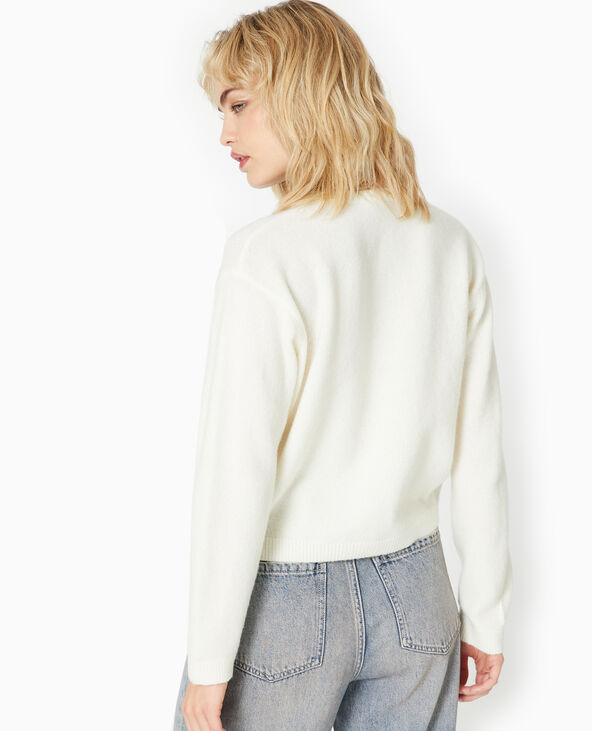 Gilet col rond avec boutons effet nacre blanc - Pimkie