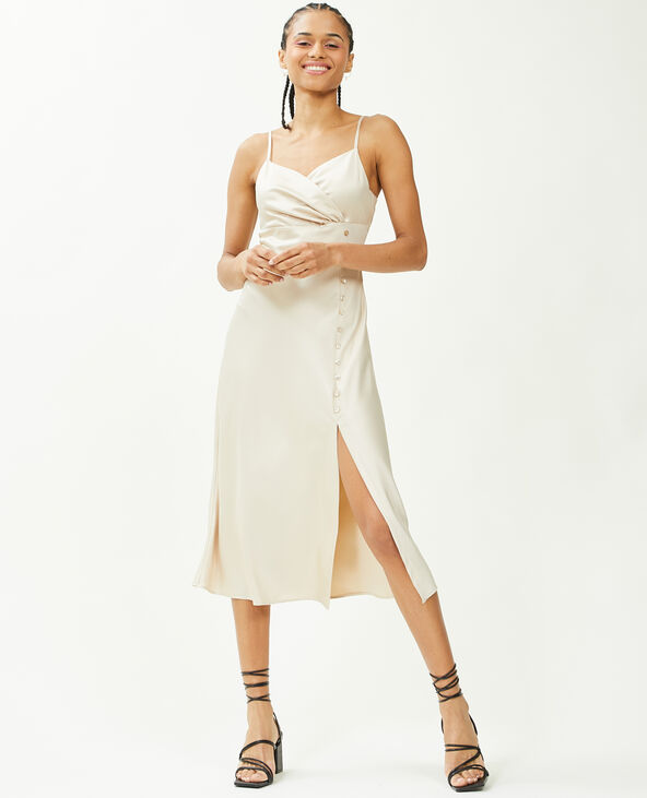 Robe longue satinée écru - Pimkie