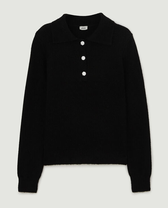 Pull col polo noir - Pimkie