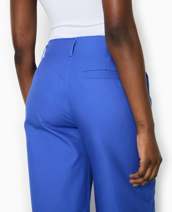 Pantalon en toile taille haute avec pinces bleu marine - Pimkie