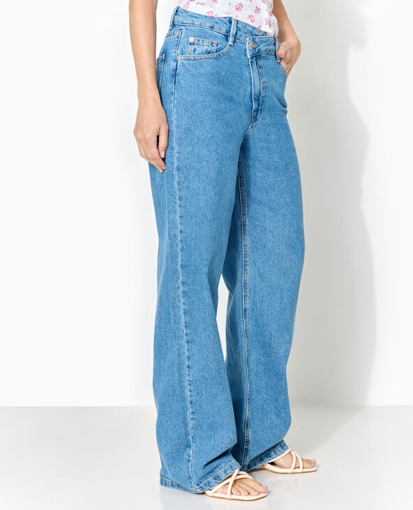 Jean straight taille croisée bleu - Pimkie