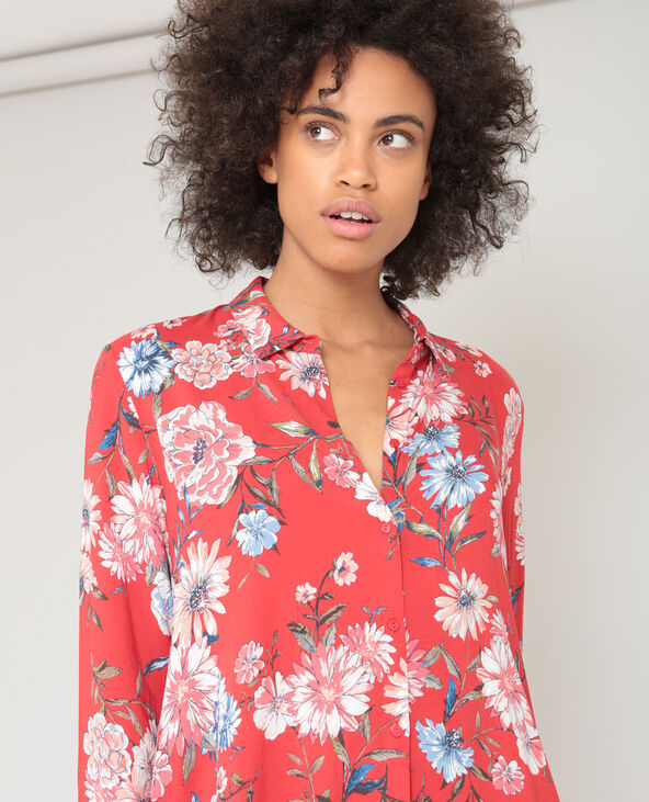 Robe chemise fleurie rouge - Pimkie