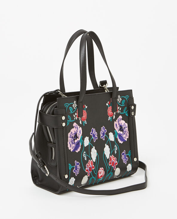 Sac cabas brodé noir - Pimkie