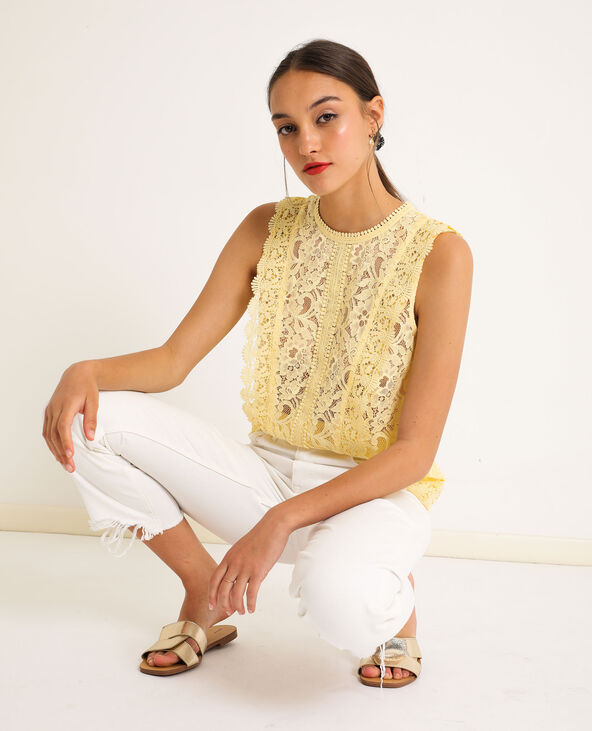 Chemisier en dentelle jaune - Pimkie