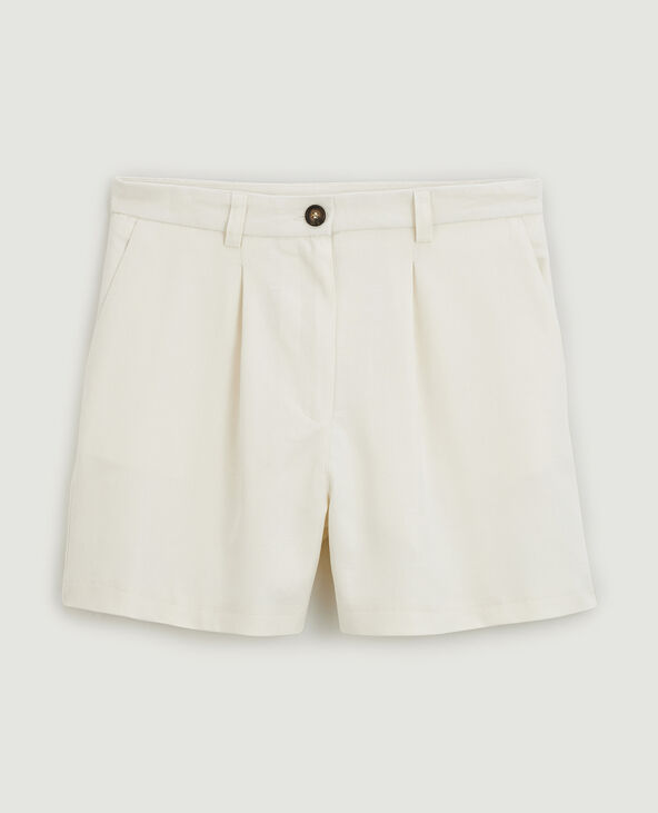 Short en toile taille haute blanc - Pimkie