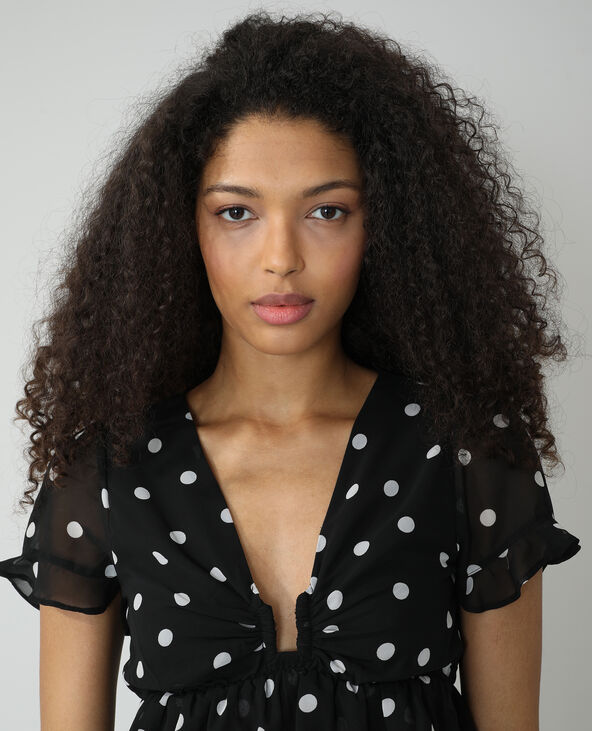 Blouse volantée à pois noir - Pimkie