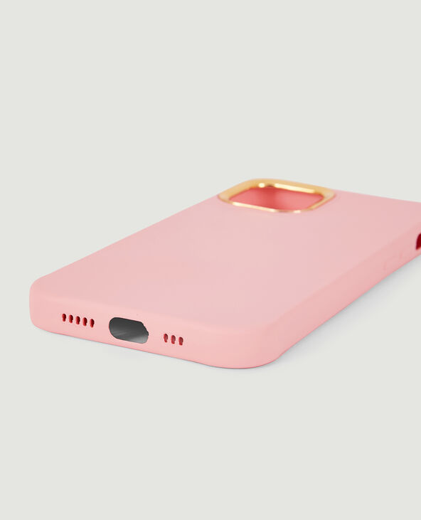 Coque iPhone contour doré rose - Pimkie