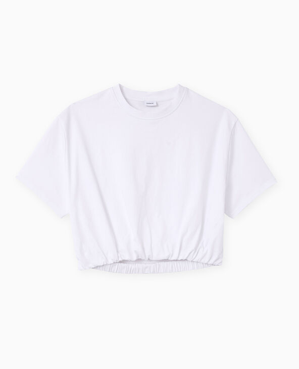 T-shirt court avec détail élastique blanc - Pimkie