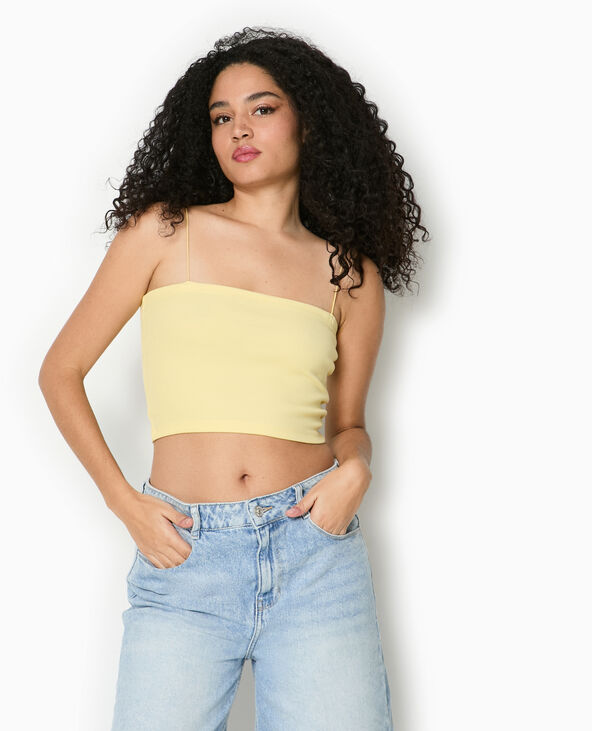 Top bandeau court avec bretelles fines Jaune pâle - Pimkie