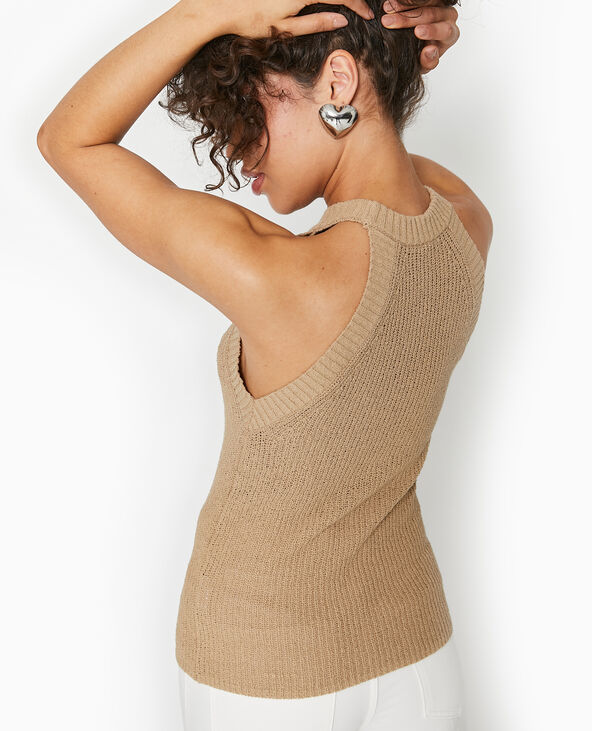 Top emmanchures américaines en maille beige - Pimkie