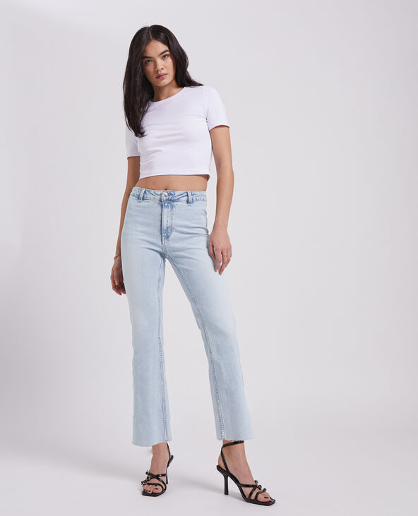 Jean flare taille haute cropped bleu - Pimkie