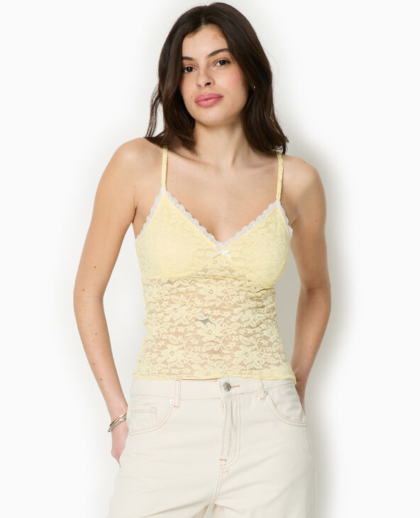 Caraco en dentelle jaune - Pimkie