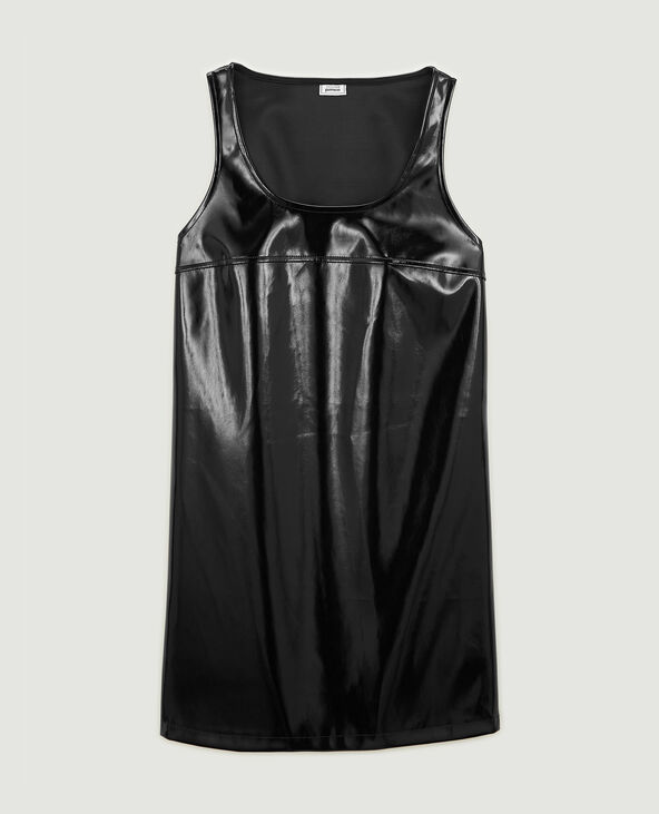 Robe courte trapèze en vinyle noir - Pimkie
