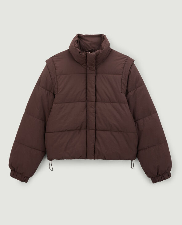 Doudoune courte effet froissé marron - Pimkie