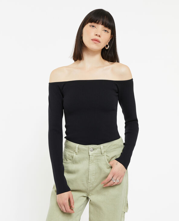 Pull encolure Bardot noir - Pimkie
