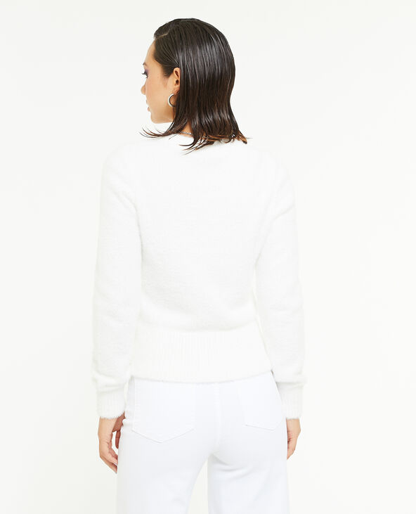 Pull en maille poilue et extensible blanc - Pimkie