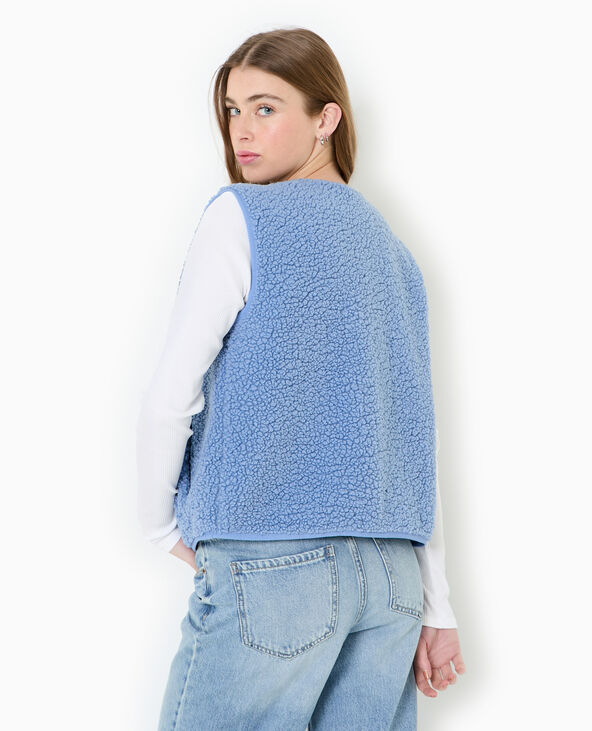 Gilet sans manches en sherpa effet mouton bleu - Pimkie