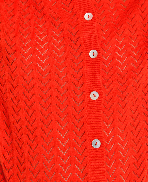 Gilet en maille ajourée orange - Pimkie