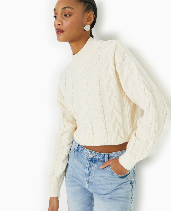 Pull en maille torsadée devant blanc - Pimkie