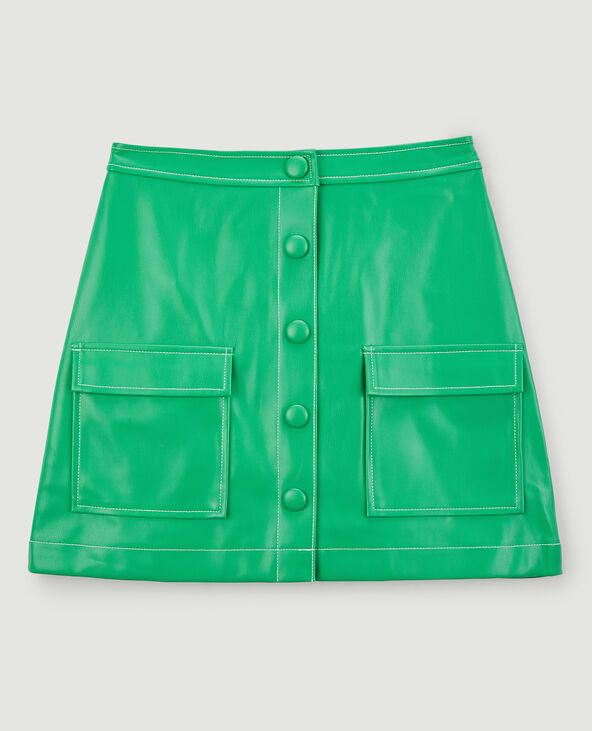 Jupe verte simili cuir discount